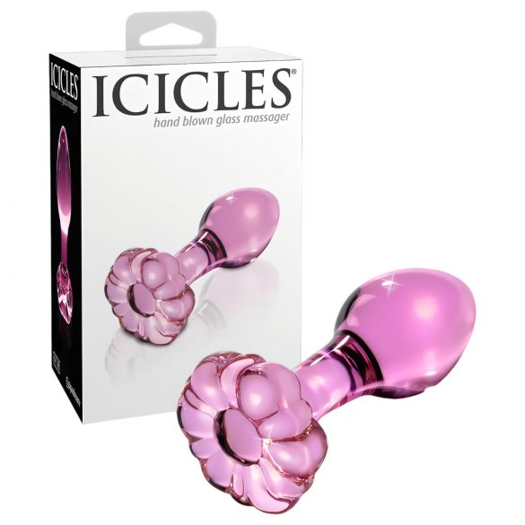 Icicles No. 48 - Blomstrande glasanalplugg (rosa)