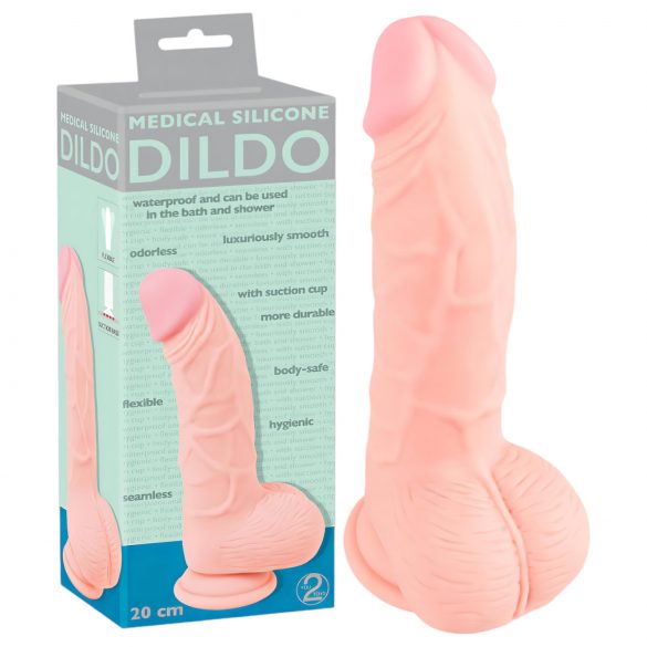 Medicinskt silikon dildo (20 cm) - naturfärg