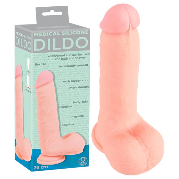 Medicinsk rak silikon dildo (20 cm) - naturfärg