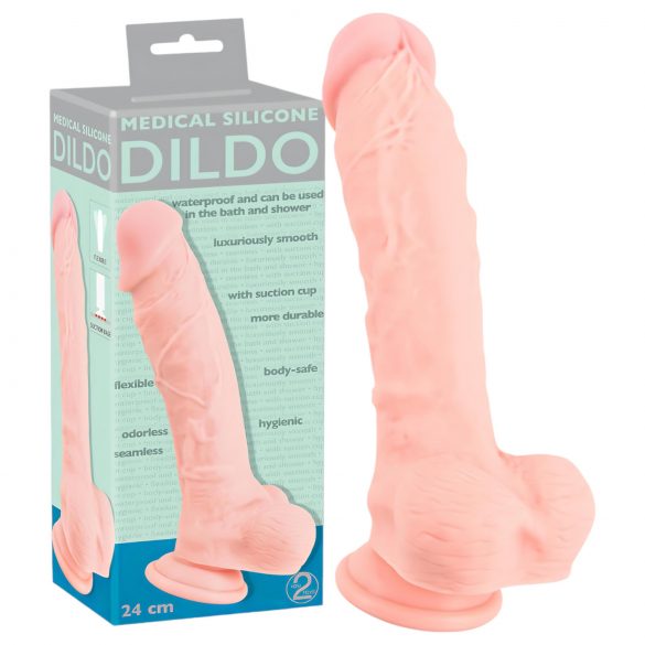 Medicinsk silikondildo (24 cm) - naturlig