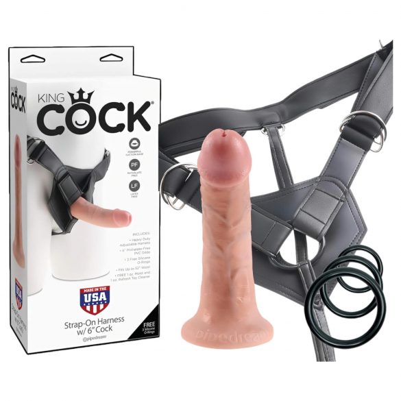 King Cock Strap-on 6 - påtagbar dildo - naturfärg