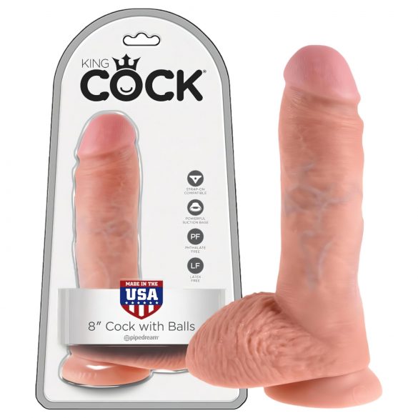 King Cock 8 dildo med pung (20 cm) - naturlig