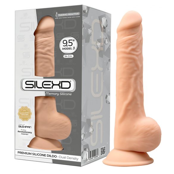 Silexd 9,5 - Sugande dildo med sugkopp - 24cm (naturlig)