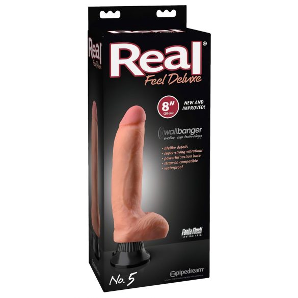 Real Feel Deluxe Nr.5 - naturtrogen vibrator med testiklar