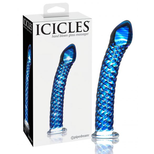 Icicles No. 29 - spiralformad glasdildo (blå)