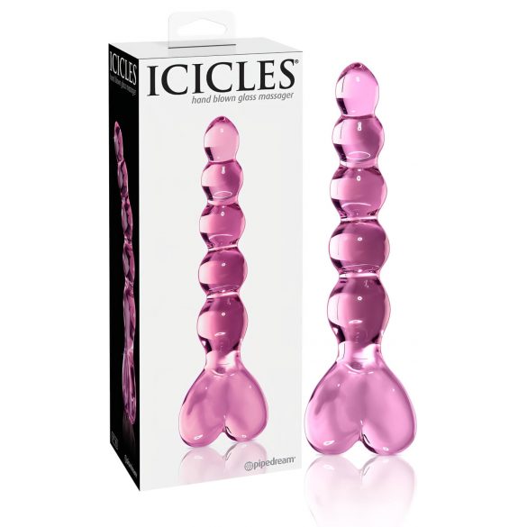 Icicles No. 43 - hjärtformad pärlglasdildo (rosa)