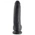 King Cock 9 - stor dildo med sugkopp och pung (23 cm) - svart