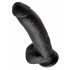 King Cock 9 - stor dildo med sugkopp och pung (23 cm) - svart