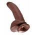 King Cock 9 - realistisk sugkopp dildo med pung (23 cm) - brun