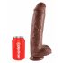 King Cock 11 - Brun dildo med sugkopp och bollar, 28 cm