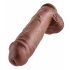 King Cock 11 - Brun dildo med sugkopp och bollar, 28 cm