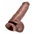 King Cock 11 - Brun dildo med sugkopp och bollar, 28 cm