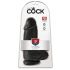 King Cock 9 Chubby - sugkopp dildo med pungkula (23cm) - svart