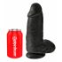 King Cock 9 Chubby - sugkopp dildo med pungkula (23cm) - svart