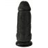 King Cock 9 Chubby - sugkopp dildo med pungkula (23cm) - svart