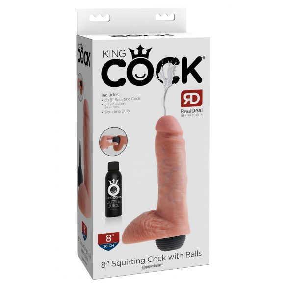 King Cock 8 - realistisk sprutdildo (20cm) - naturfärgad