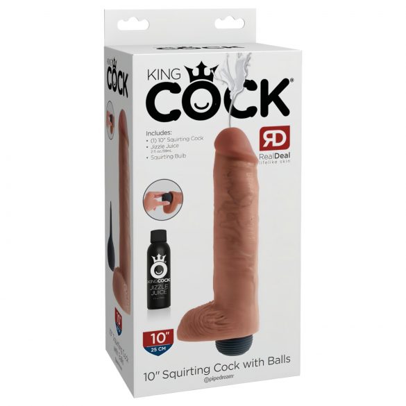 King Cock 10 - realistisk sprutdildo (25cm) - naturfärg