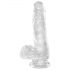 King Cock Clear 6 - sugande dildo med sugfot och pung (15 cm)