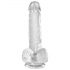 King Cock Clear 6 - sugande dildo med sugfot och pung (15 cm)