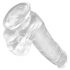 King Cock Clear 6 - sugande dildo med sugfot och pung (15 cm)