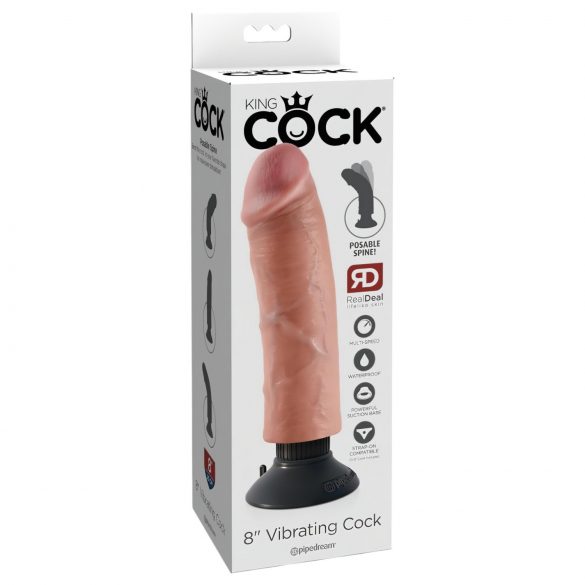 King Cock 8 - böjbar, verklighetstrogen vibrator (25 cm)