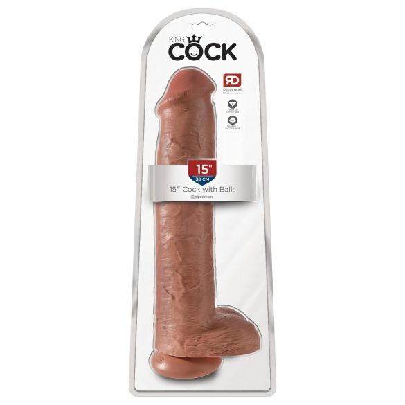 King Cock 15 - jätten dildo (38cm) - mörk natur