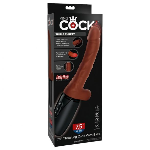 King Cock Plus 7,5 - pulserande stav med pung (brun)