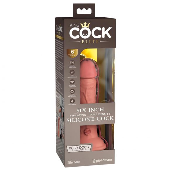 King Cock Elite 6 - naturtrogen vibrator med sugfot (15cm)