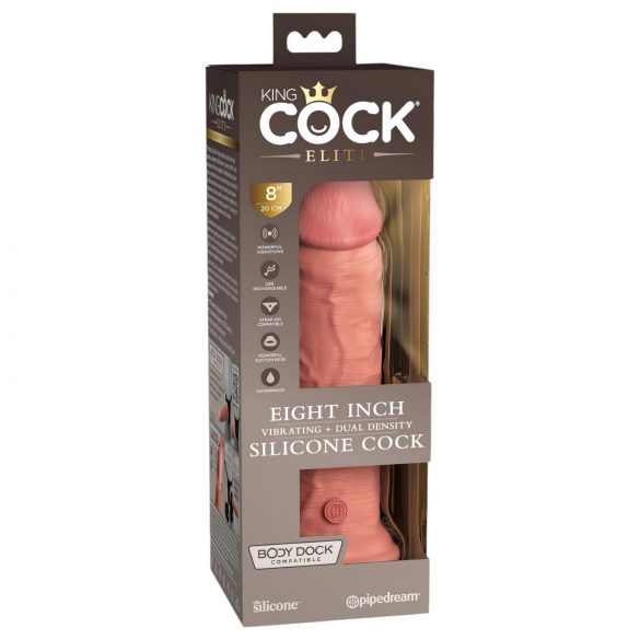 King Cock Elite 8 - verklighetstroget med sugerfot (20cm) - naturfärg