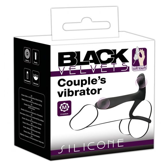 Black Velvet - uppladdningsbar 2-i-1 parvibrator & penisring (svart)