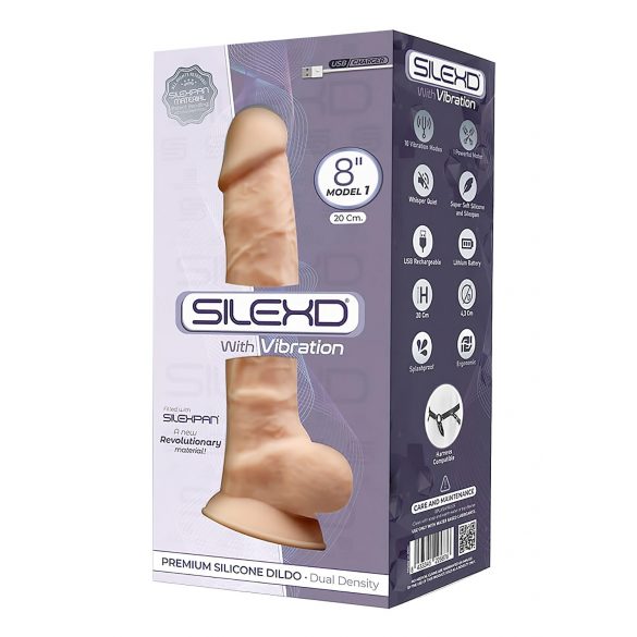 Silexd 8 - formbar, sugande vibrator med kulor - 20 cm (natur)