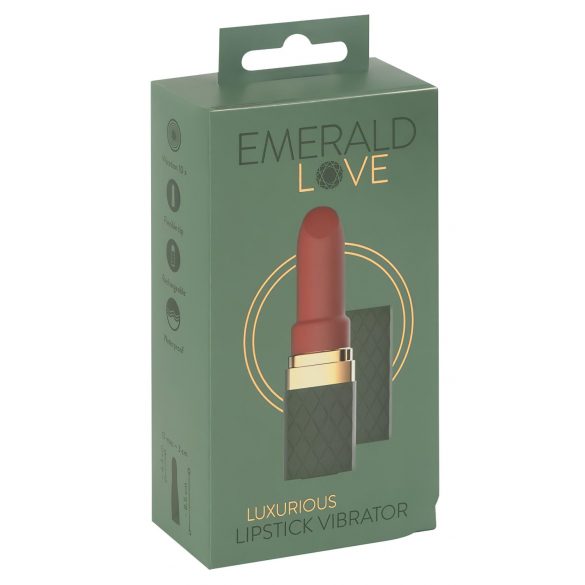 Emerald Love - uppladdningsbar, vattentät läppstiftsvibrator (röd)