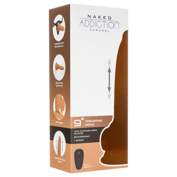 Naked Addiction Thrusting 9 - Radiodriven, pulserande vibrator - mörk (23 cm)