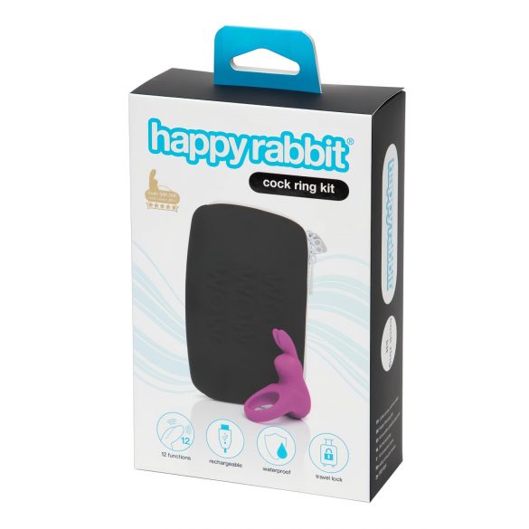 Happyrabbit Penisring Kit - vibrator och förvaring (lila)