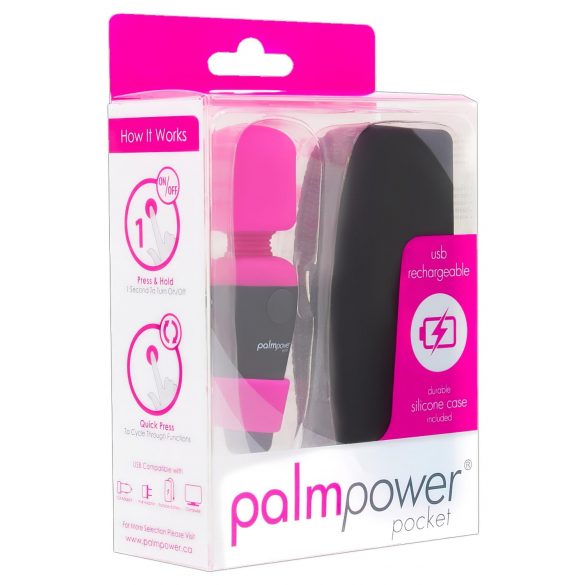 PalmPower Pocket Wand - mini massagestav (rosa-svart)