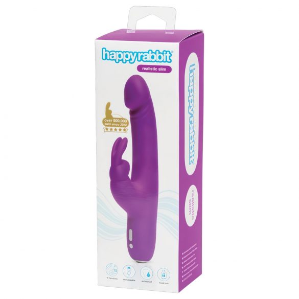 Happyrabbit Realistisk Slim - uppladdningsbar klitorisarm vibrator (lila)