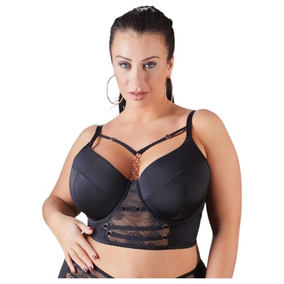 Cottelli Plus Size - Svart spetstopp med band - 95E