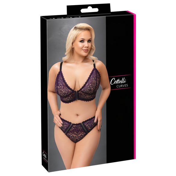 Cottelli Curves Plus Size - Transparent mönstrad bh-set (lila)