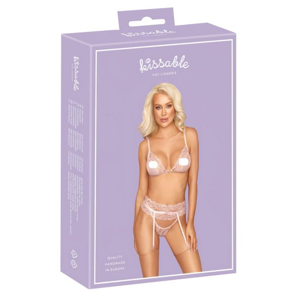 Kissable - kyssbar spetsunderklädesset (rosa) - L/XL