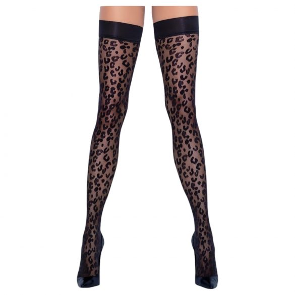 Cottelli Strumpor - svart leopardmönster hold-ups - 3