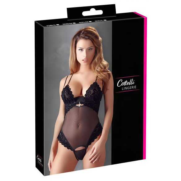 Cottelli - Sammetslen, justerbar body (svart) - 80C/M