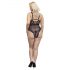 Cottelli Curves Plus Size - Genomskinlig mönstrad body (svart)