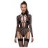 Cottelli - Transparent Djupurringad Body med Remmar (Svart)