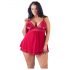 Cottelli Plus Size - spetsig, luftig babydoll (röd) - XL