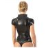 Latex dragkedja topp kort ärm (svart) - XL