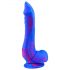 Inkipus - silikon dildos, testiklar - 18cm (blå-rosa)