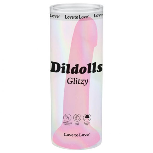 Dildolls Glitzy - rosa silikon dildo med sugkopp