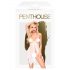 Penthouse Sweet Beast - rosablommig babydoll-set (vit)