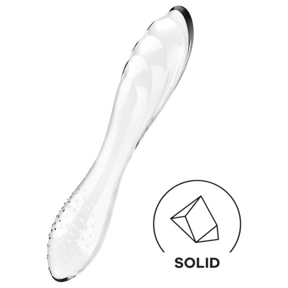 Satisfyer Dazzling Crystal 1 - Dubbeländad glasdildo (genomskinlig)