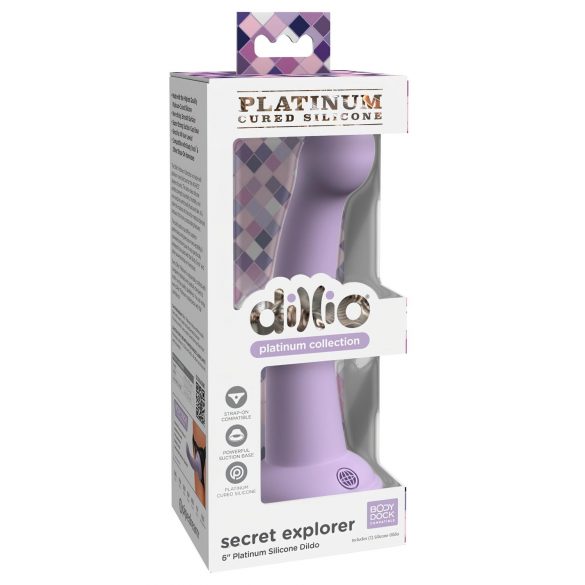 Dillio Secret Explorer - Sugkoppsdildo med ollon (17 cm) - Lila